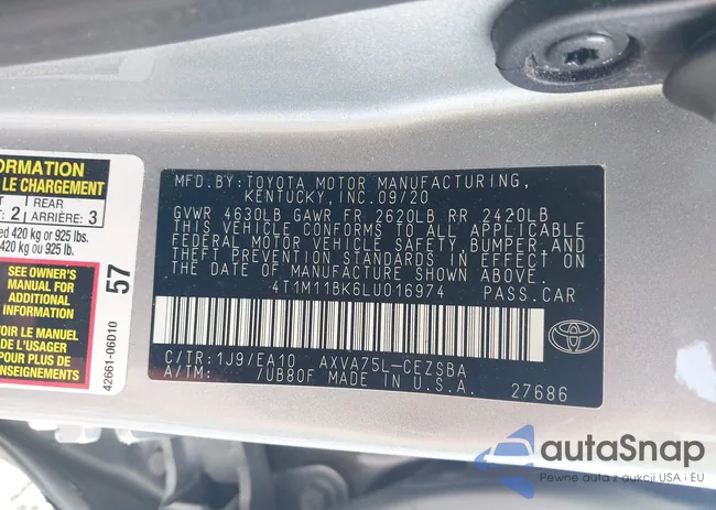 4T1M11BK6LU016974: 42709732