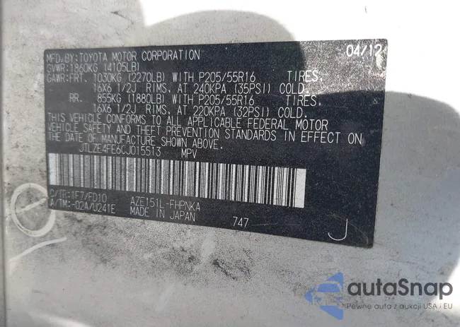 JTLZE4FE6CJ015513: 42709780