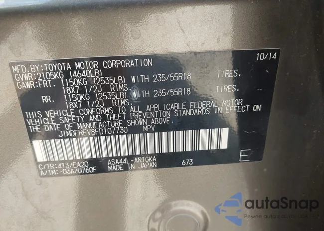 JTMDFREV8FD107730: 42709783