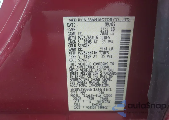 5N1BV28U66N106361: 42709157