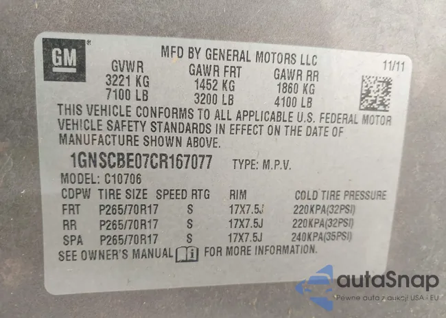 1GNSCBE07CR167077: 42710267