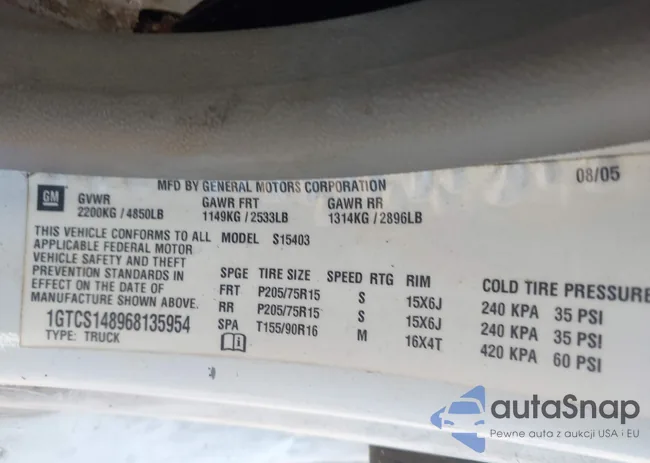 1GTCS148968135954: 42710285