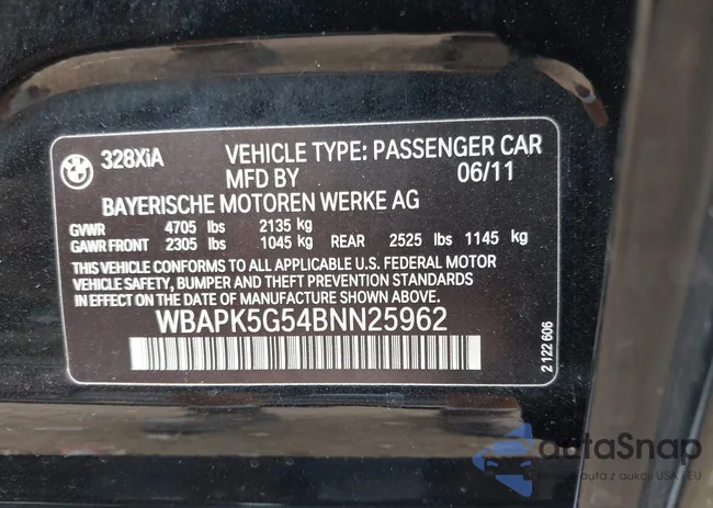 WBAPK5G54BNN25962: 42710304