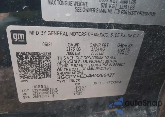 3GCPYFED4MG360427: 42710312