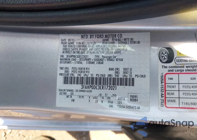 3FAHP0DC3CR172021: 42710358