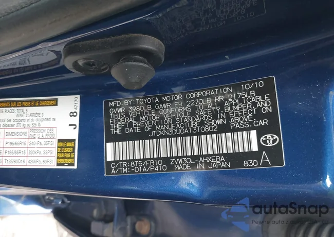 JTDKN3DU0A1310802: 42710436