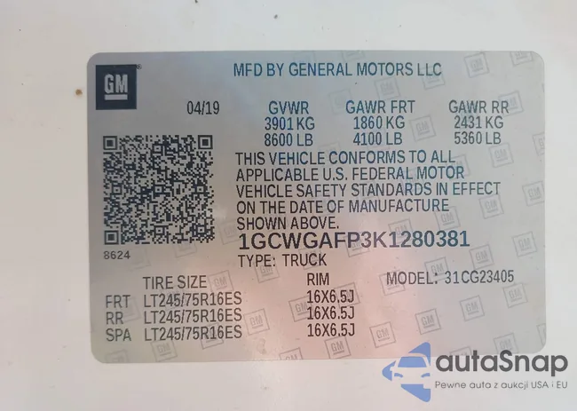 1GCWGAFP3K1280381: 42710535