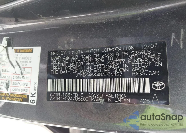 JTNBK46K483036427: 42710632