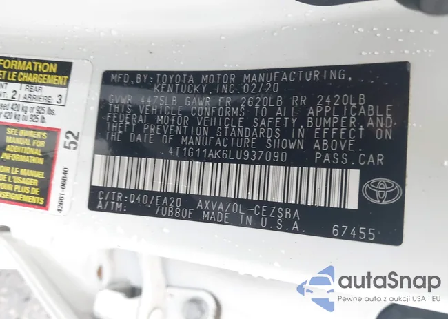 4T1G11AK6LU937090: 42710778