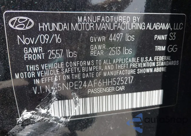 5NPE24AF6HH525217: 42710017