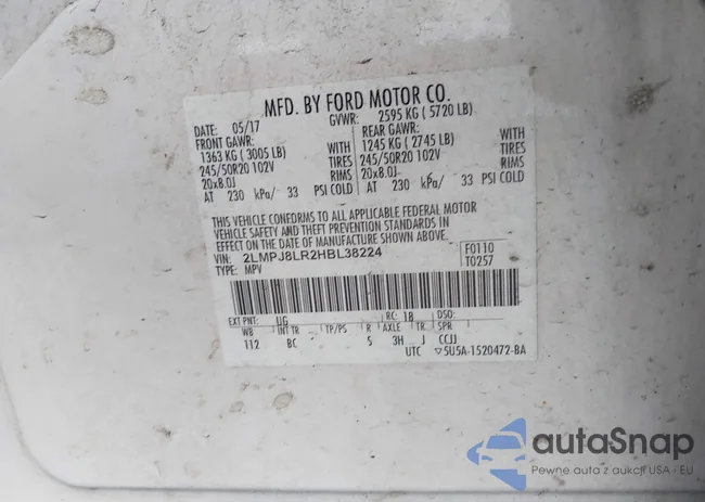 2LMPJ8LR2HBL38224: 42710029