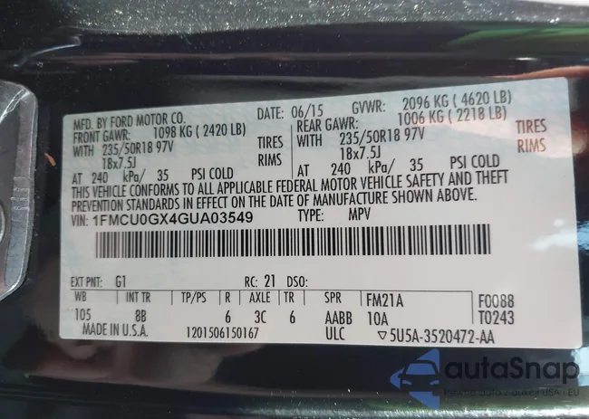 1FMCU0GX4GUA03549: 42710069