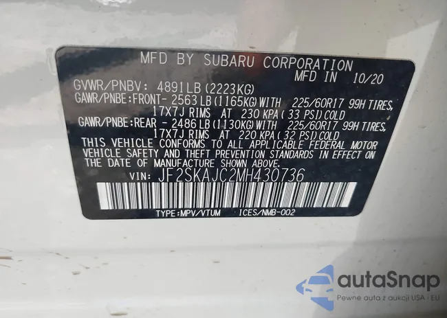 JF2SKAJC2MH430736: 42710094