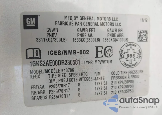 1GKS2AE00DR230581: 42710210