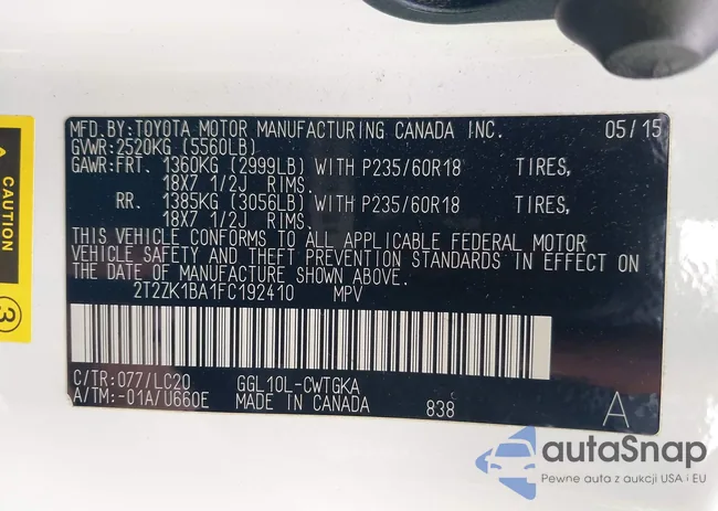 2T2ZK1BA1FC192410: 42711286