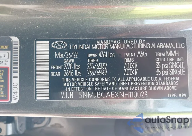 5NMJBCAEXNH110023: 42711363