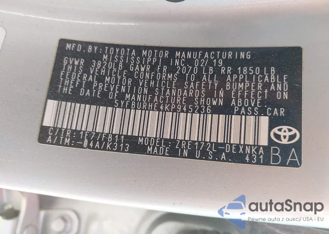 5YFBURHE4KP945236: 42711469