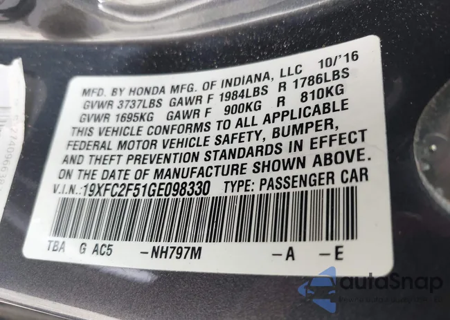 19XFC2F51GE098330: 42711565