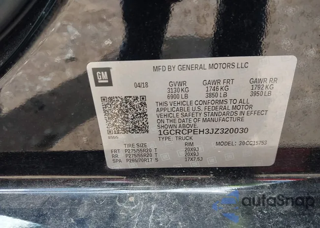 1GCRCPEH3JZ320030: 42711618