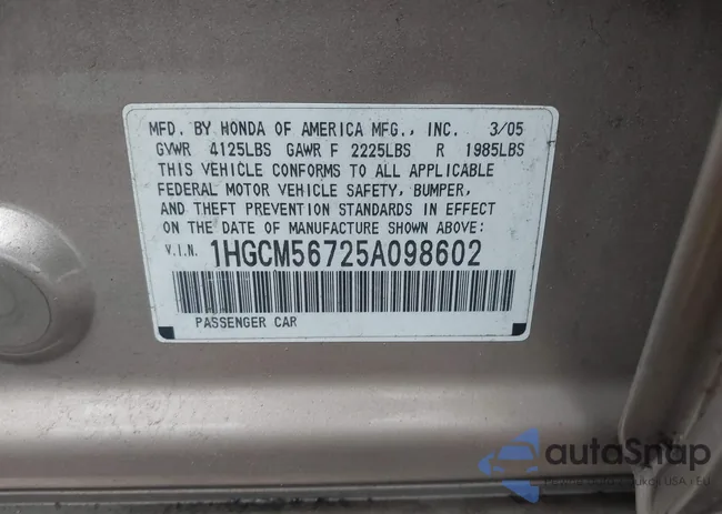 1HGCM56725A098602: 42711005