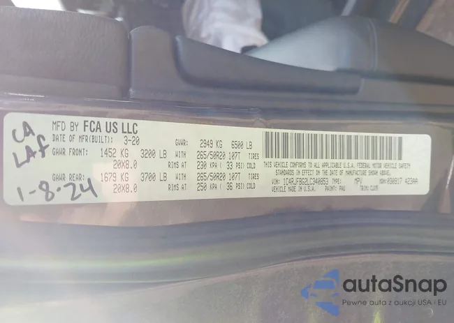 1C4RJFBG2LC340853: 42711066