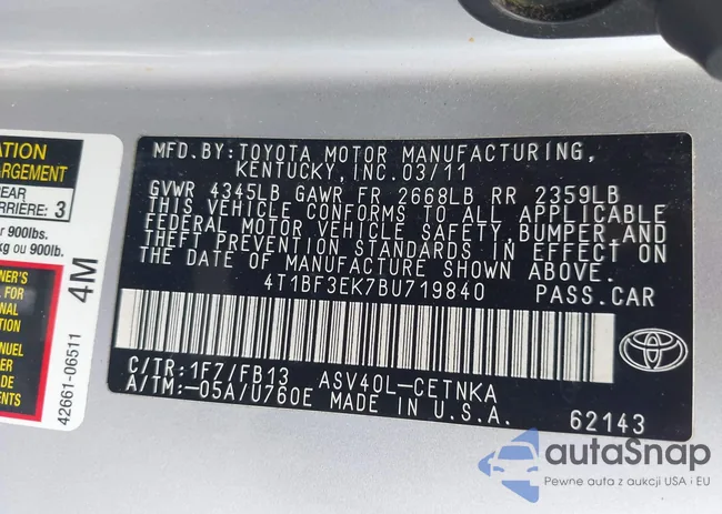 4T1BF3EK7BU719840: 42712247