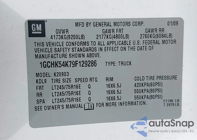 1GCHK54K79F129286: 42712385