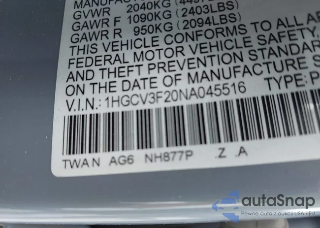 1HGCV3F20NA045516: 42712512