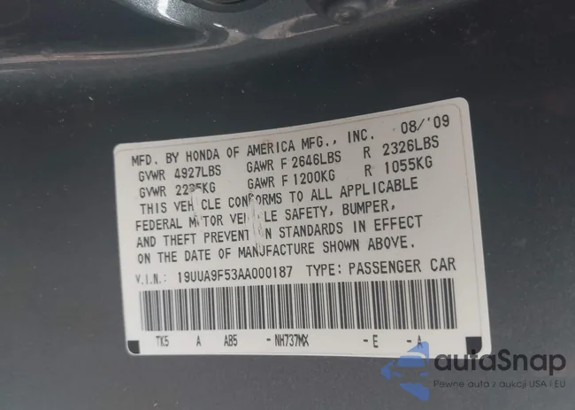 19UUA9F53AA000187: 42712548