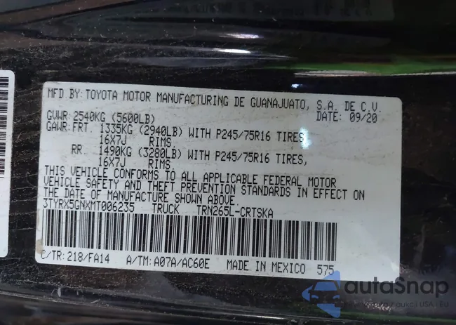 3TYRX5GNXMT006235: 42712749