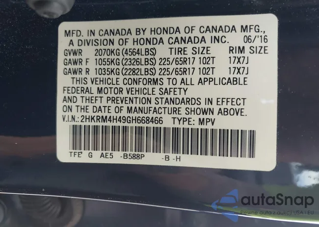 2HKRM4H49GH668466: 42711958