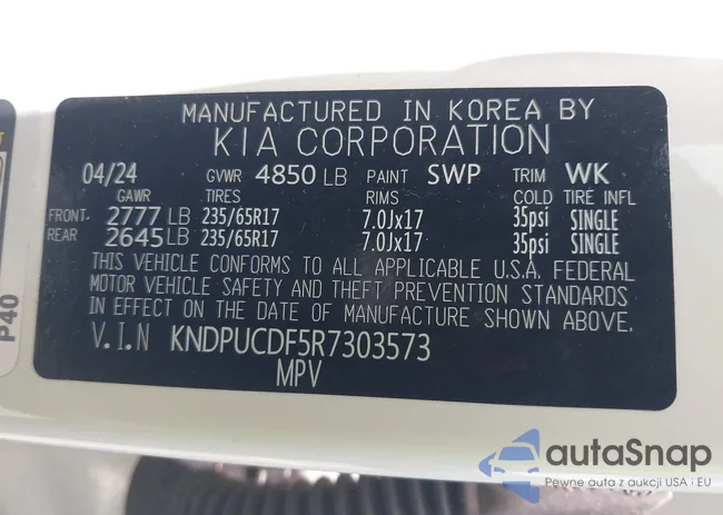 KNDPUCDF5R7303573: 42712018