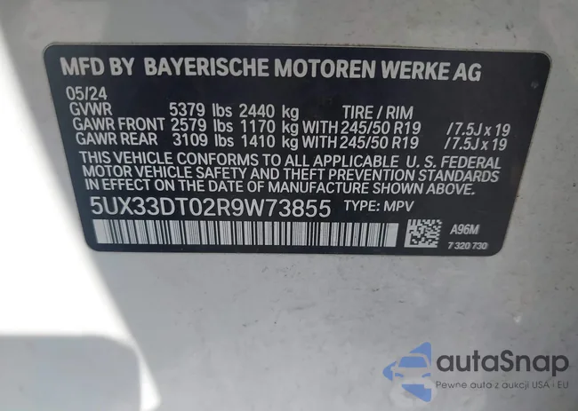 5UX33DT02R9W73855: 42712082