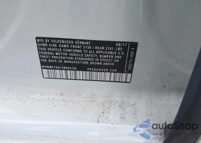 WVWWF7AU7JW063758: 42713310