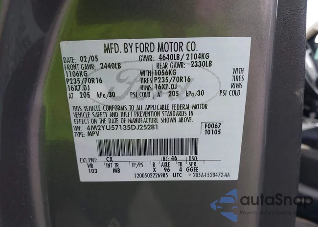 4M2YU57135DJ25281: 42713619