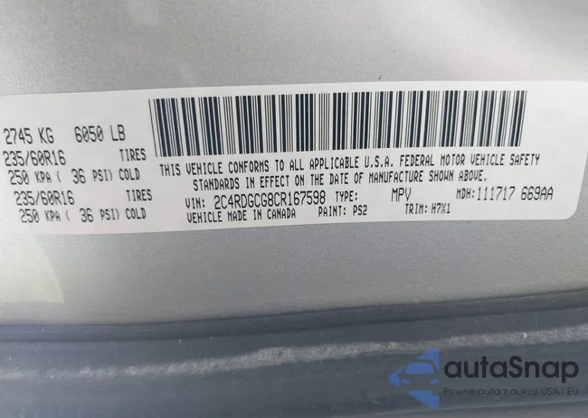 2C4RDGCG8CR167598: 42712923