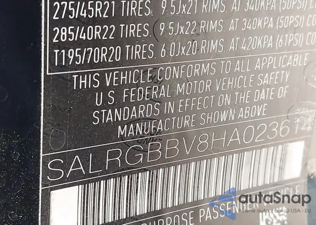 SALRGBBV8HA023614: 42713140