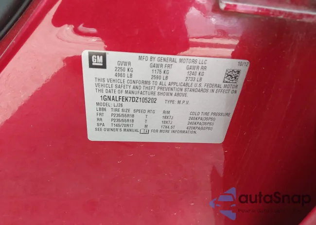 1GNALFEK7DZ105202: 42714572