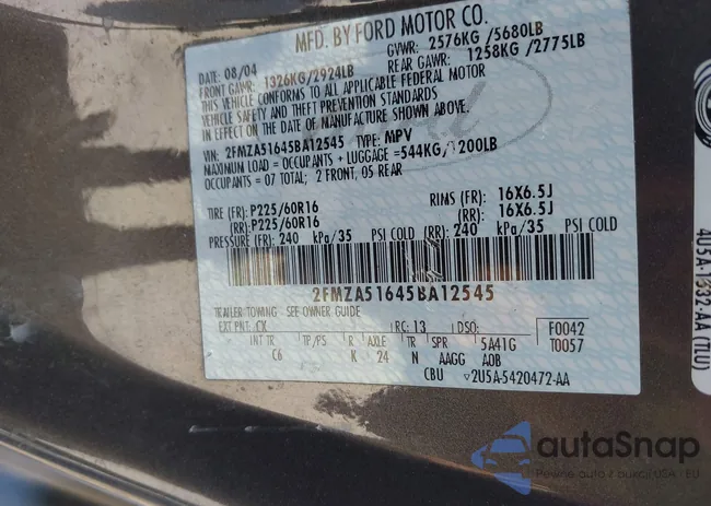 2FMZA51645BA12545: 42714686