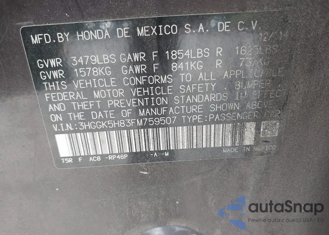 3HGGK5H83FM759507: 42715237