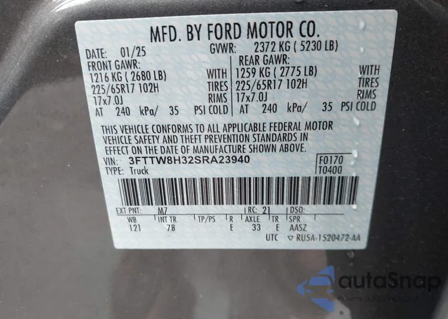 3FTTW8H32SRA23940: 42715402