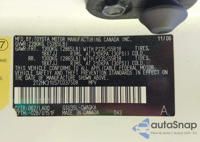 2T2HK31U57C037508: 42715519