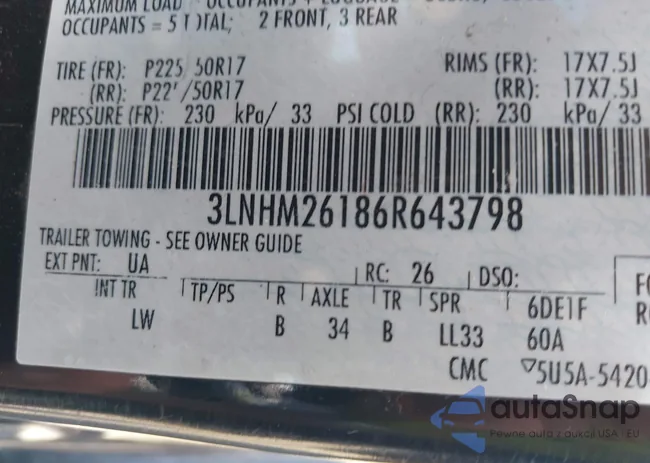 3LNHM26186R643798: 42715521