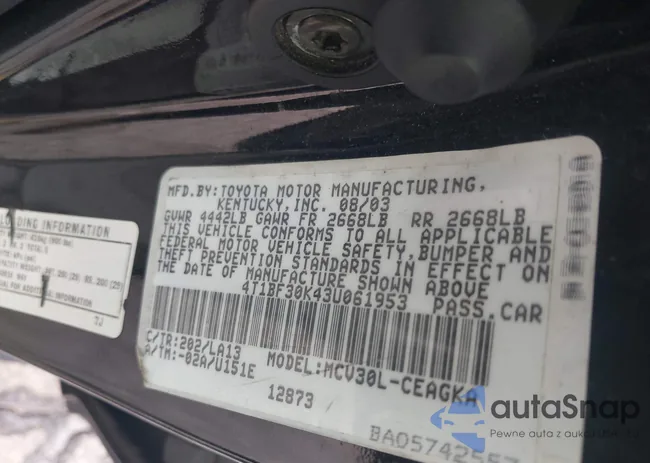 4T1BF30K43U061953: 42715108