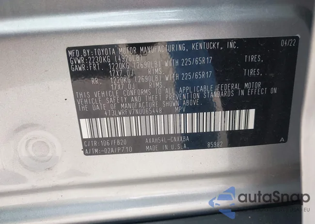 4T3LWRFV7NU065448: 42716392