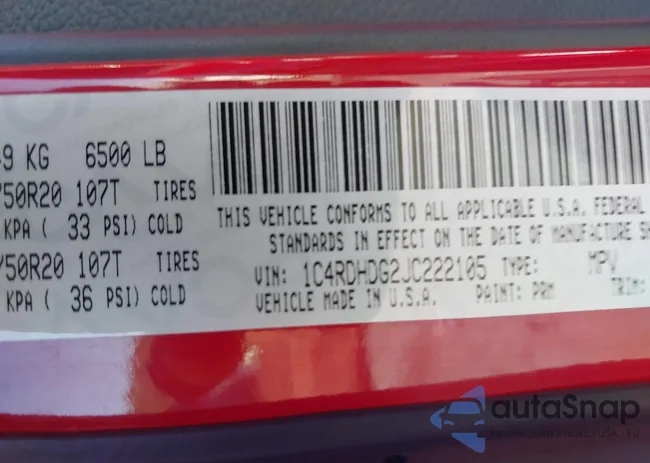 1C4RDHDG2JC222105: 42716409