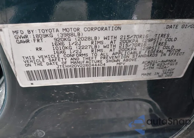 JTEHH20V226044404: 42717245