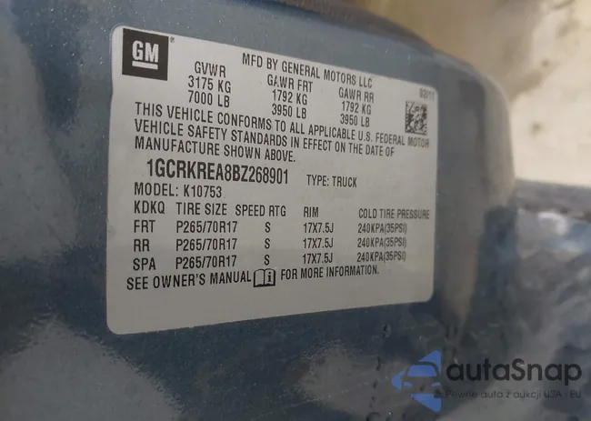 1GCRKREA8BZ268901: 42717299