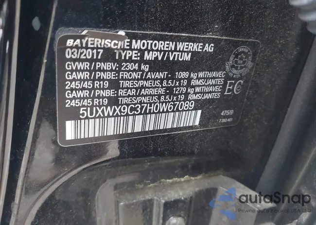 5UXWX9C37H0W67089: 42717333