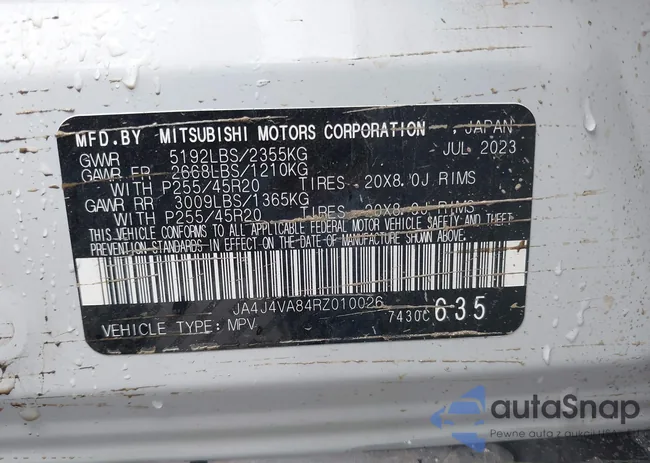 JA4J4VA84RZ010026: 42717627